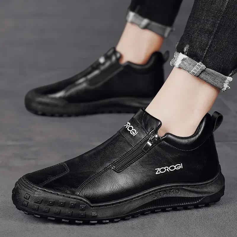 Весна Корейский стиль в тренде Износостойкий Комфорт Модный дизайн Полуботинки Молния Уличная спортивная обувь Обувь унисекс для мужчин