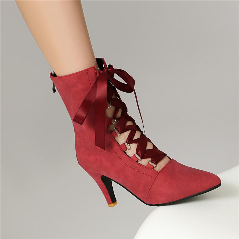 Women's High-heeled Short Boots, Sexy European and American Style, Pointed Thin Heel Large Size Single Boots