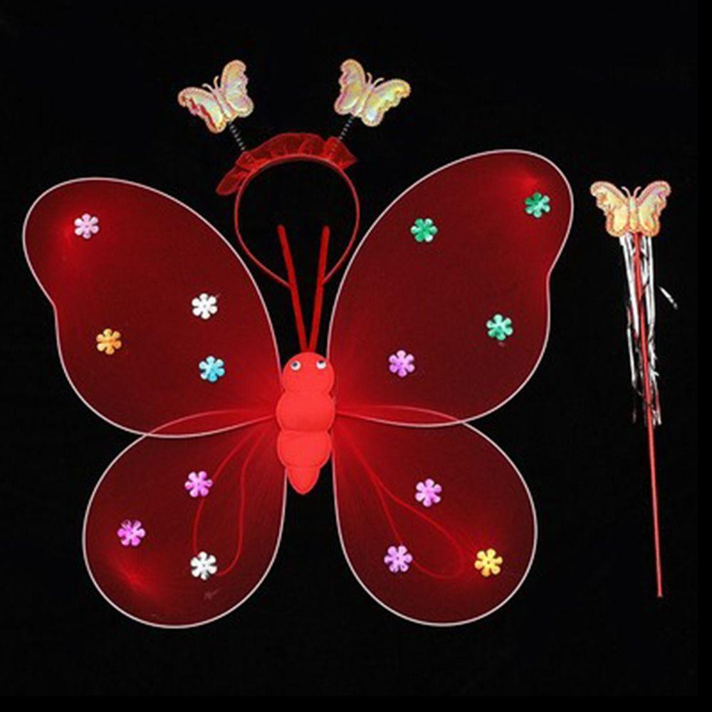 Костюм Принцессы Костюмные Наборы Наряжаться Блестящая Бабочка Детская Повязка на Голову Крылья Бабочки Девочки