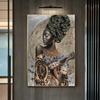 Abstract African Girl Canvas Painting Graffiti Art Posters and Prints Wall Art Pictures for Living Room Wall Decoration Cuadros