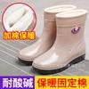 Winter Warm Women's Rain Shoes with Cotton Cover Foot Rubber Shoes Kitchen Bathroom Waterproof and Non-slip Padded Warm Shoes Cotton Shoes