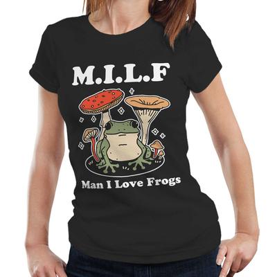 НОВАЯ футболка MILF Man I Love Frogs Полуприлегающая Женская Коттеджкор Лягушачья Ретро