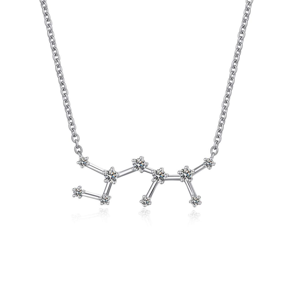 12 Constellation Necklace 925 Sterling Silver Constellation Pendant Necklace Delicate Rhinestone Constellation Sign Elegant Cubic Zirconia