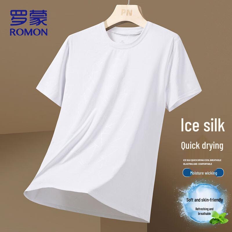 Romon Men's Ice Silk Quick-Dry Short Sleeve T-Shirt