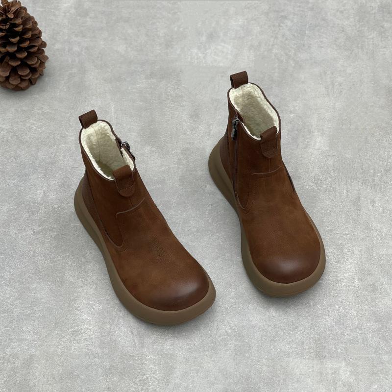 Новые ботильоны на толстой подошве, универсальные женские ботинки и туфли в стиле ретро с круглым носком и подошвой из губки