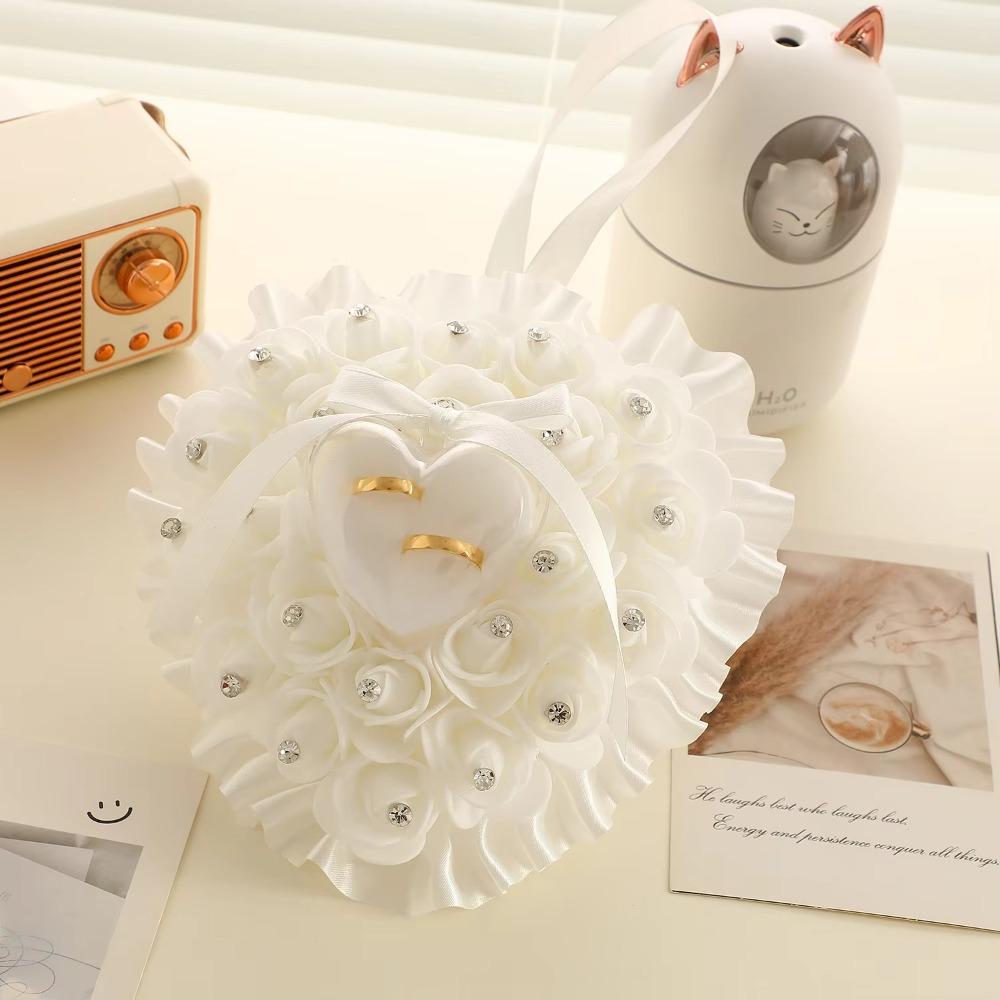 Romantic Wedding Ring Pillow Transparent Box Ring Holder Exquisite Heart Ring Pillow For Wedding