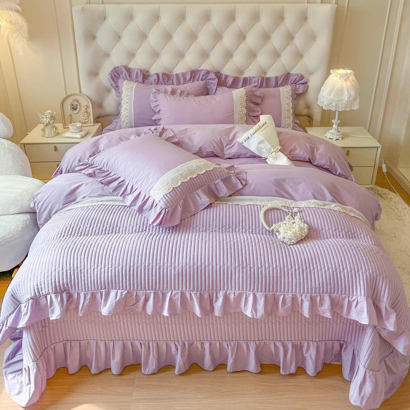 Хлопковый комплект постельного белья 2025 G5Z French Sweetheart - 4 предмета с простыней на резинке и покрывалом