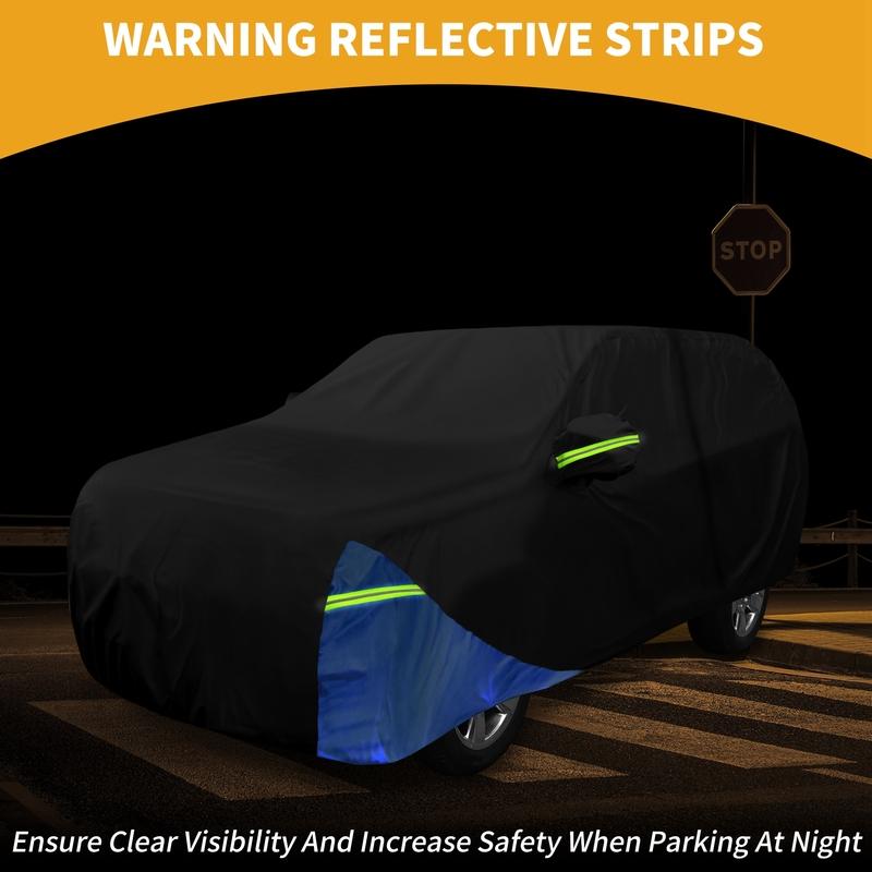 Motoforti Waterproof Car Cover Car Outdoor Full Car Cover for Chevrolet Tahoe 210DBlack Blue with Door Zipper All Weather