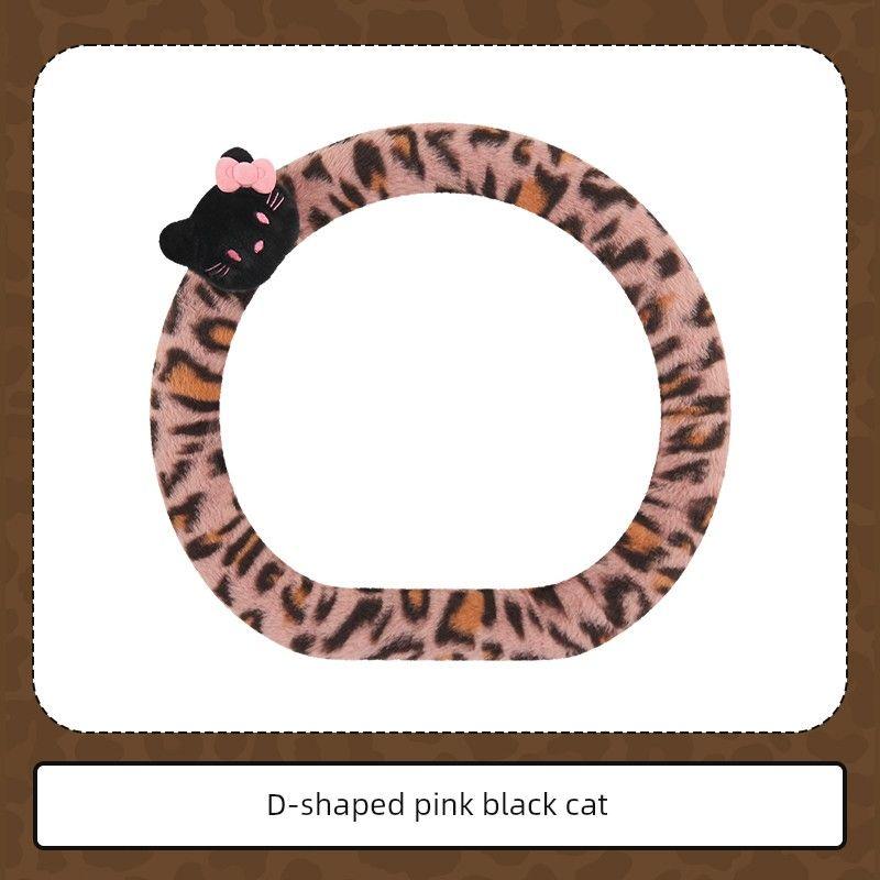 Car Steering Wheel Cover Winter Plush Cute Leopard Print Winter Non-Slip Women's Car Wear-Resistant Protective Cover Handlebar Cover
