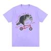 Funny Raccoon on Bicycle Meme T Shirts Men Women's Casual Vintage Cartoon T Shirt Summer Cotton Humor Short Sleeve T-shirts Tops