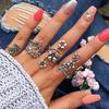 Vintage Flowers Vines Leaves Finger Rings Set Women Charm Jewelry Decoration