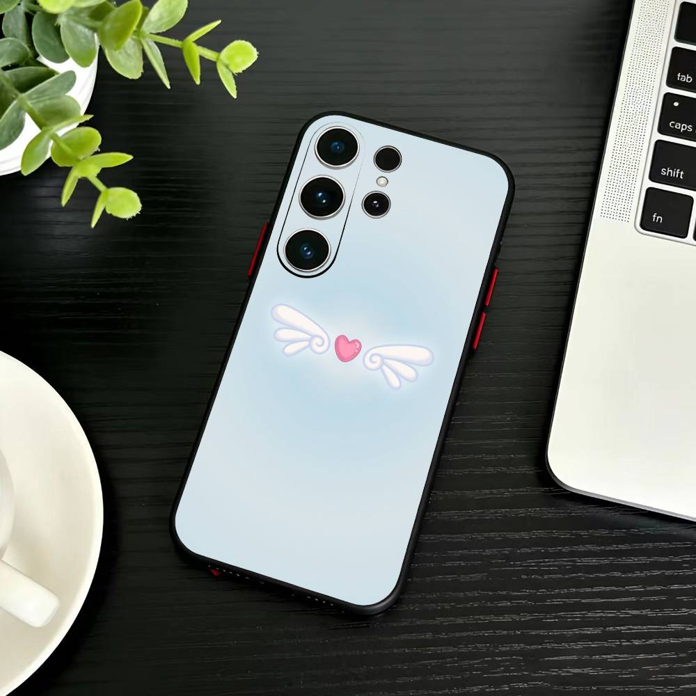 Модный милый корейский чехол для телефона с ангельскими крыльями для Samsung S26, S25, S24, S23, S22, S30, S21, Ultra, Plus, FE 5G, черный, мягкий