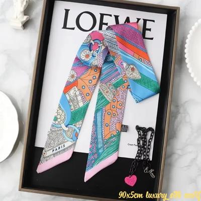 Fashion New Women's Twill Decorative Ribbon Small Scarf Binding Bag Handle Ribbon Hair Band Small Scarf Headband Scarf for Women