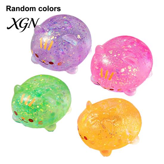 Stress Sugar Ball 1/2/3Pcs Mini Cat Squeeze Toy Relief Clear Glitter Kitten TPR Sensory Decompression Fidget Party Favors