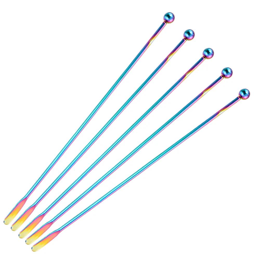 5Pcs Metal Cocktail Stirrers Made of High-Quality 304 Stainless Steel Suitable for Coffee And Beverage Mixing Ideal for Home