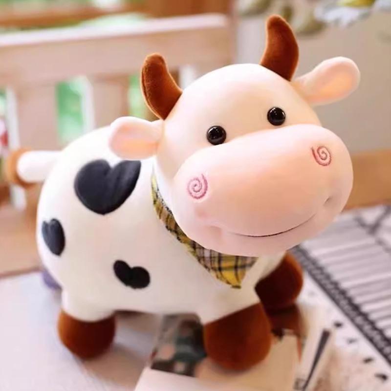 Мультяшная корова, плюшевая игрушка, мягкое животное, скот, плюшевая игрушка, кавайный подарок для девочек, хлопковая плюшевая кукла, наполненная животными, украшение для дома