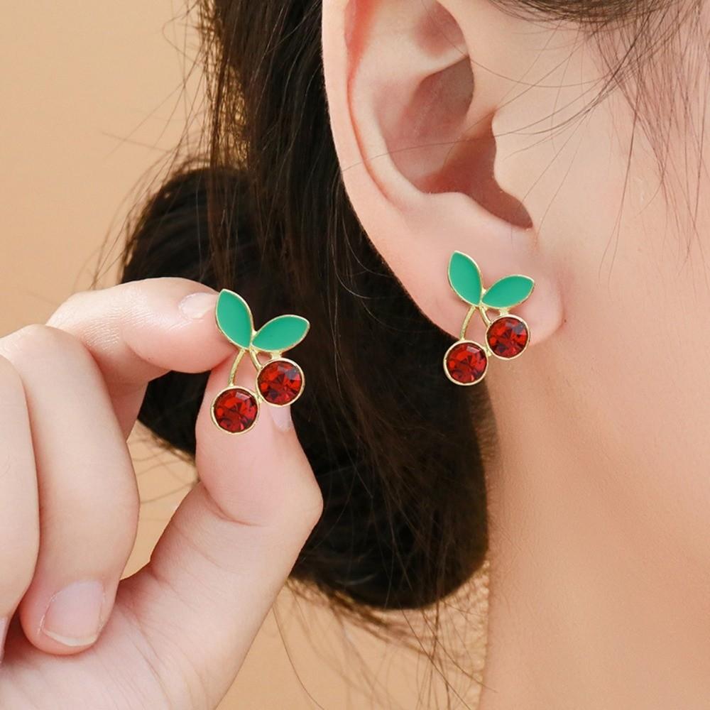 Strawberry Lemon Mini Cherry Earrings Orange Cherry Small Fruits Ear Stud Jewelry Gift
