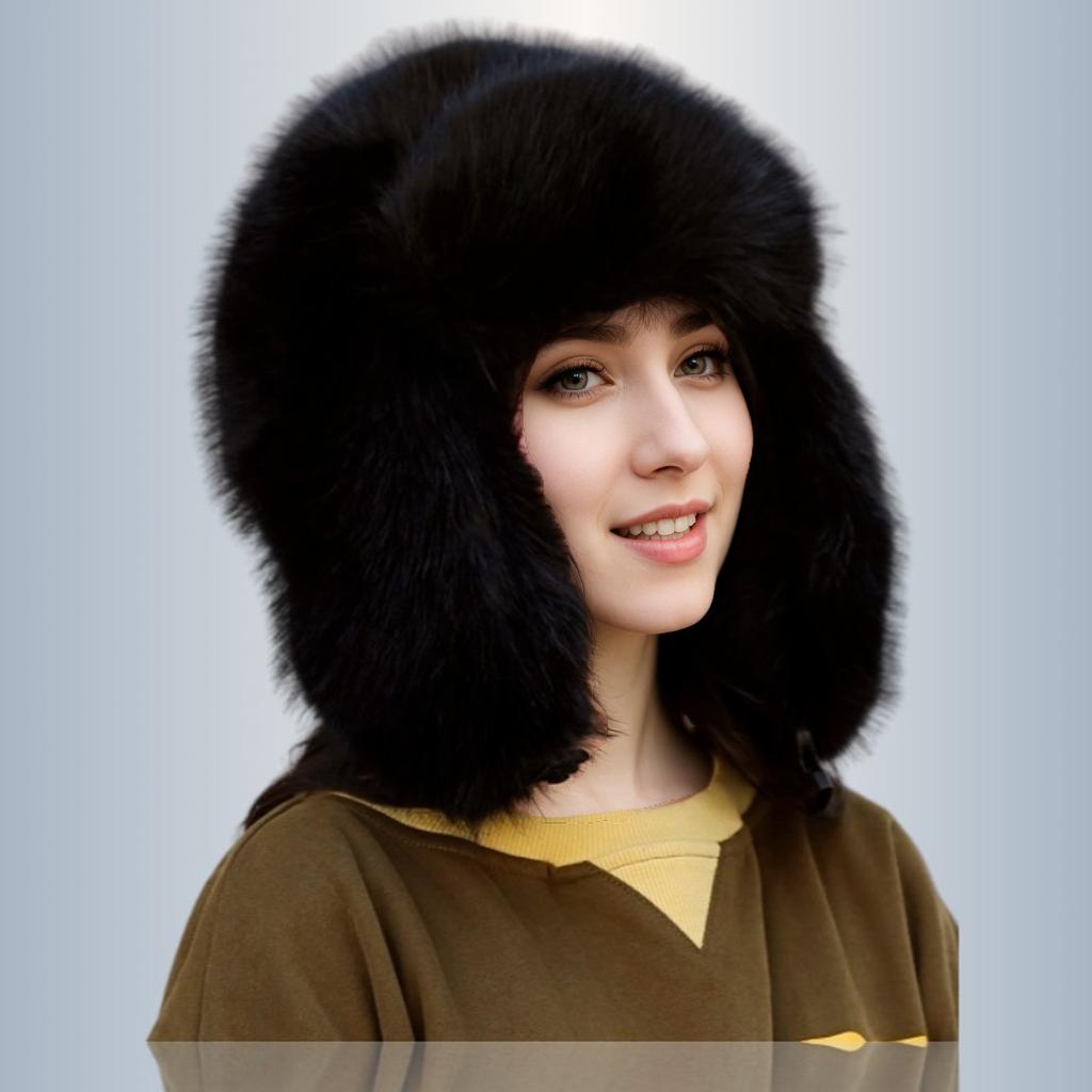 Hairy Women's Winter Imitation Leather Straw Hat Thickened Plush Hat, Ear Protection, Warm Hat, Windproof and Cold-proof Hat