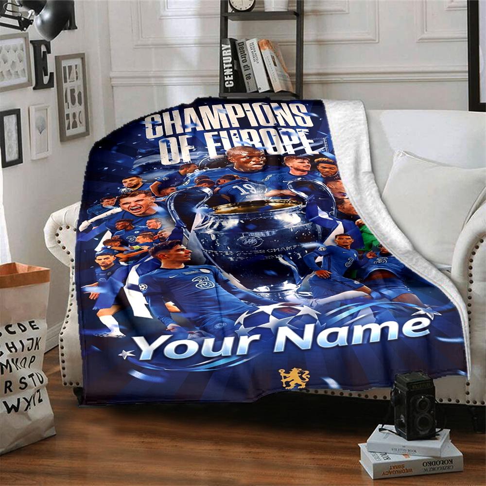 Chelsea Fc Football Player Customize Your Name Blanket Lightweight Customizable Blanket Ultra-Soft Perfect for Home Decor Seaside Nap Chair