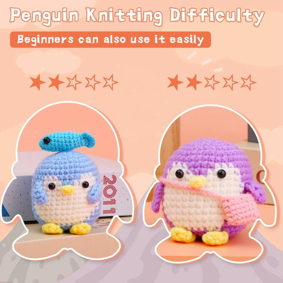 Blue Penguin Doll Crochet Set for Beginners w/ Video Guide & Materials – Compatible with Standard Hooks