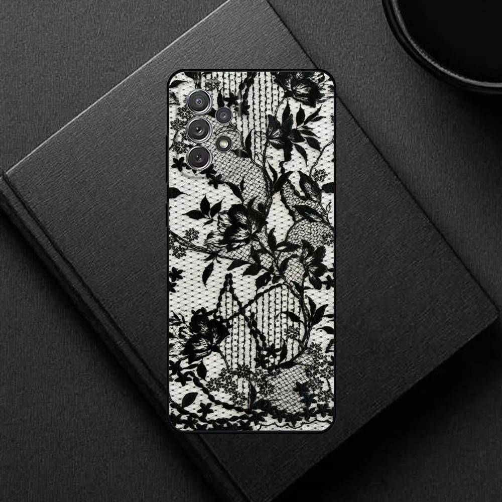 Крутой чехол для телефона в кружевном стиле для Samsung S25, S24, S21, S22, S23, S30, Ultra, S20, Plus, Другие, Мягкая черная крышка
