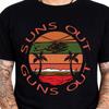 Suns Out Guns Out Military Helicopter Sunset Palm Trees Vintage Graphic T-Shirt.