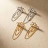Stainless Steel Mixed Cut CZ Chain Tassel Earrings 18K Gold Plated Heart Teardrop Baguette CZ Statement Dangle Earrings