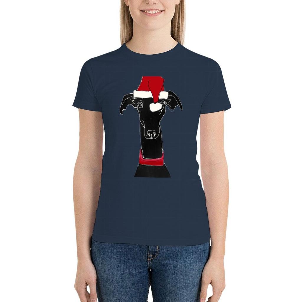Greyhound Xmas Футболка Летняя одежда Рубашки Графические футболки Футболка с коротким рукавом Футболка Платье Женская