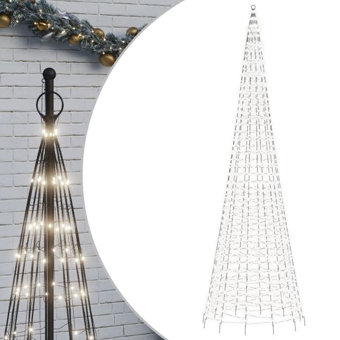 VidaXL LED Christmas Tree On Flagpole 1534 LEDs White 500 Cm, Christmas Decoration, LED Light, Christmas Light 358117