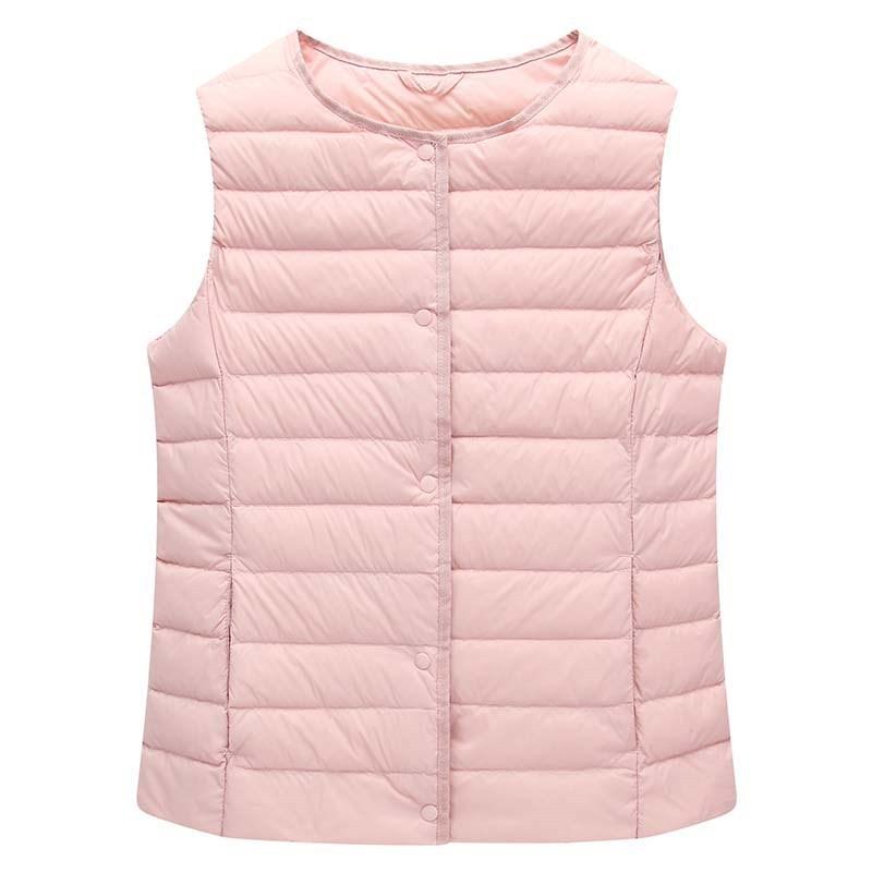 Women's Winter Lightweight Cropped O Neck Sleevelees Solid Color Plus Size Liner Tank Top Down Vest M-3XL