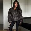 VAYLA Женская Ретро Однотонная Кожаная Куртка с Лацканами, Короткая, с Длинным Рукавом, Поясом, Карманами на Молнии, Свободная Верхняя Одежда, Женское Осеннее Повседневное Пальто