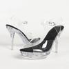 13CM Women Transparent High Heel Sandals, Thin Stiletto Platform Crystal Slippers, Sexy Nightclub Catwalk Shoes LFD-19876-1
