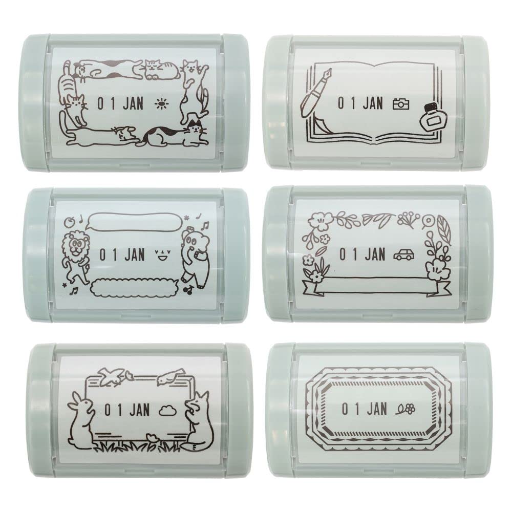 DESIGNPHIL MIDORI Rotating Stamp with Date and Animal Speech Bubble Design, 35457006
