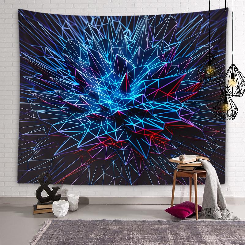 Индивидуальный красочный гобелен с котом, психоделический геометрический мандала, настенный художественный гобелен, хиппи, богемный гобелен, домашний декор для комнаты