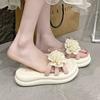 New One-word Slippers Women's Summer Wear Two-color Flower Thick-bottomed Cool Slippers Fashionable Non-slip Comfortable Beach Sandals