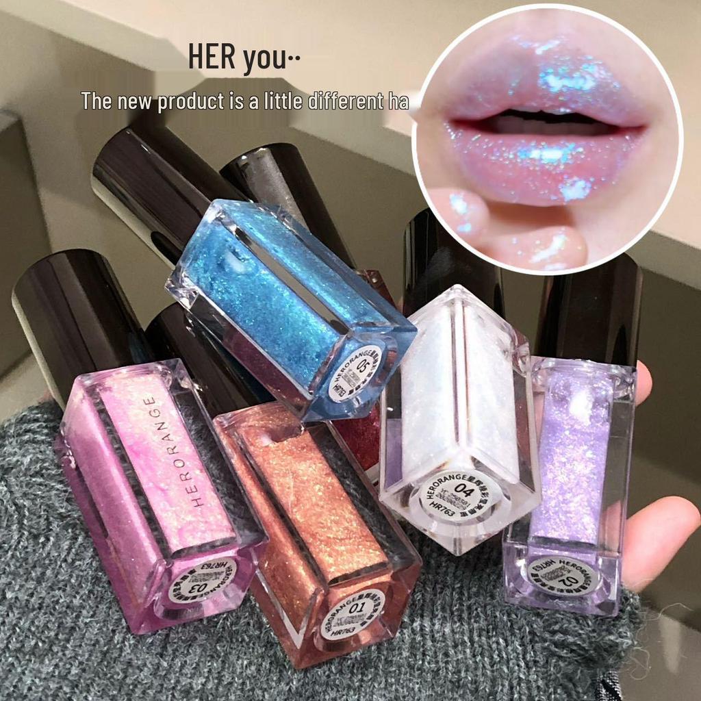 Y2K Bling Diamond Lip Gloss: Shiny, Moisturizing, Plumping, Pearlescent Shimmer Lipstick