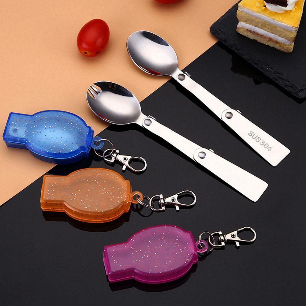 Stainless Picnic Accessories Folding Cookware Foldable Forks Travel Camping Tool Pocket Spoon Fork