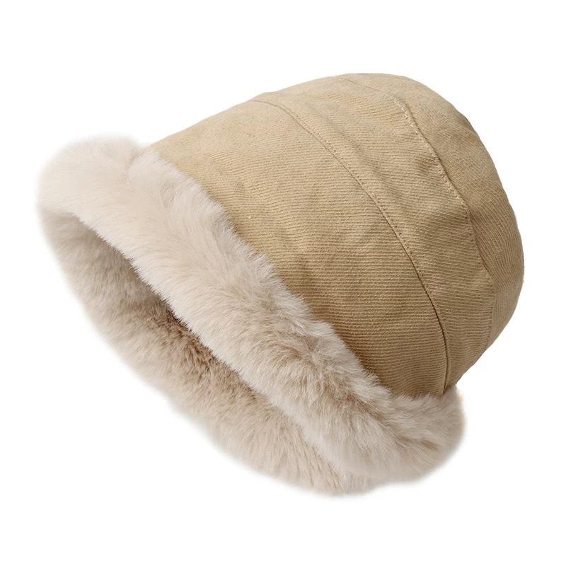 Autumn and Winter Imitation Mink Mongolian Hat Women's High Sense Lady Wind Mink Bucket Hat Big Head Circumference Warm Ear Protector Basin Hat