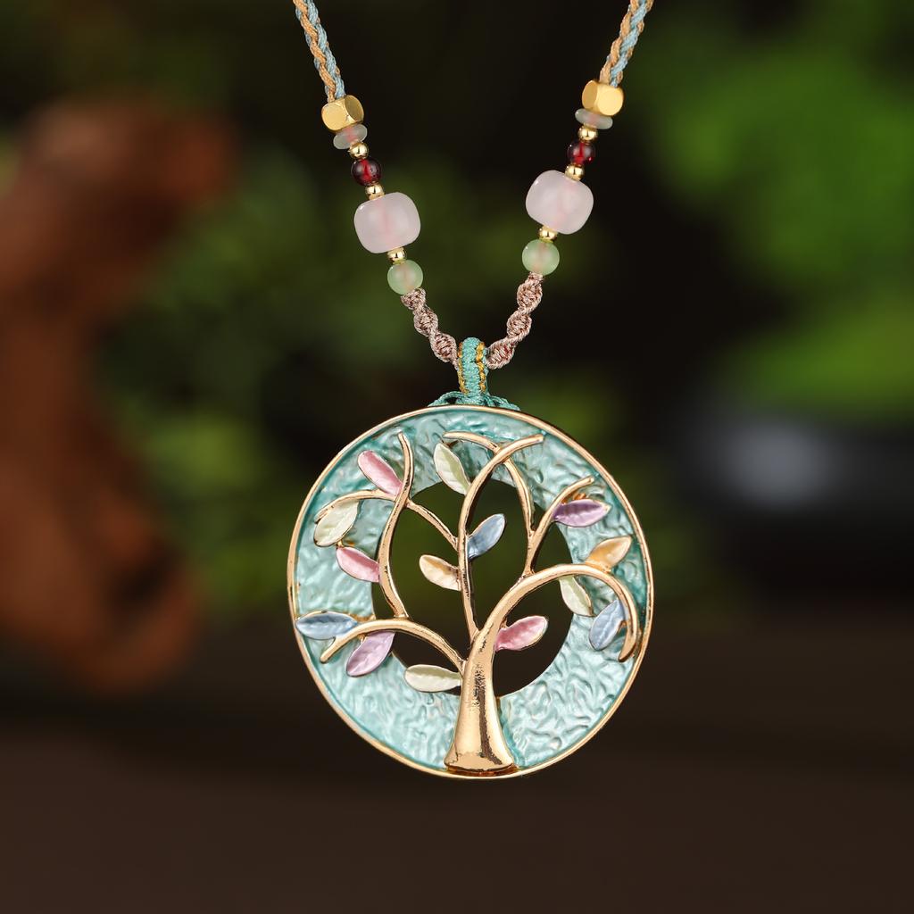 Эмалевый цвет полый геометрический цветок длинная подвеска, женская подвеска-ожерелье в форме сердца с высоким чувством универсальности