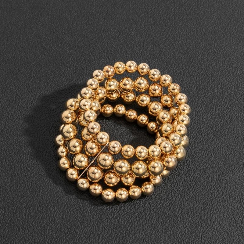 Модный браслет-цепочка с золотыми/серебряными бусинами Модный браслет-цепочка Простая цепочка на запястье с бусинами для любителей стиля