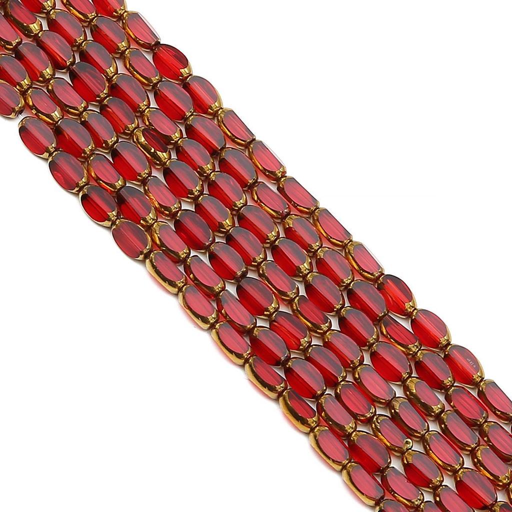 Овальные ограненные стеклянные кристаллы с золотистой окантовкой, в форме рисовых зерен, для изготовления украшений