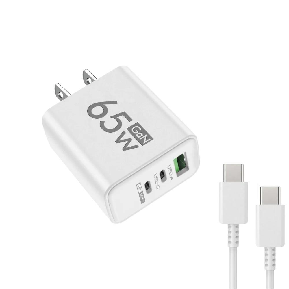 Total 65W GaN Charger USB PD Type C Fast Charging Mobile Phone Adapter QC3.0 For iPhone 14 15 Pro Max Samsung Galaxy S24 Xiaomi