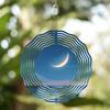 Crescent Moon Ocean Wind Chime with 360 Degree Hook Blue White Striped Metal Art for Garden Balcony Patio Decor All Season Gift