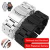Утолщенные Мужские Стальные Аксессуары для Часов 22 24 26 мм для Серии Panerai Luminor Браслет для Часов из Нержавеющей Стали Серебристый Черный