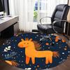 1PC Horse Winter Office Round Area Rug,  Mat Suitable ForOffice, Under Office Chairs Bedroom Living Room Home Decor, Room Deco