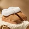 Зимние женские ботинки плюшевые теплые на толстой подошве дышащие мягкие нескользящие хлопковые тапочки