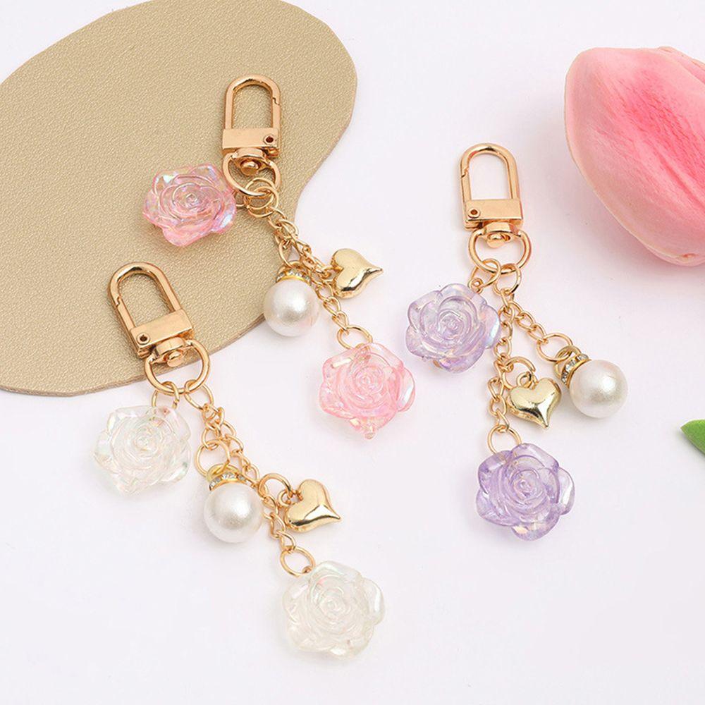 Pearls Pendant Bag Pendant Women Key Chain Korean Style Pendant Rose Car Key Ring Ornaments