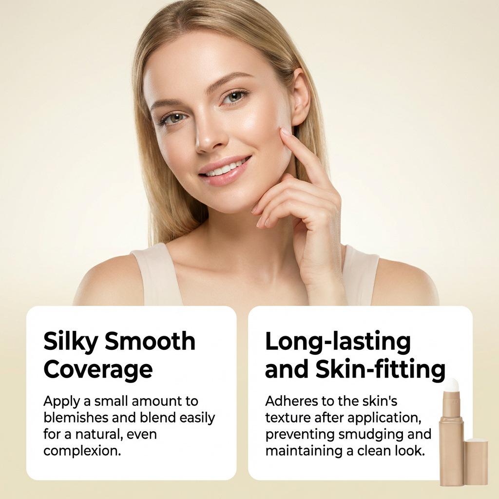 Шелковистый жидкий консилер-стик - Слоновая кость: Легко наносится, скрывает несовершенства, выравнивает текстуру, легкое, полупрозрачное тональное средство.