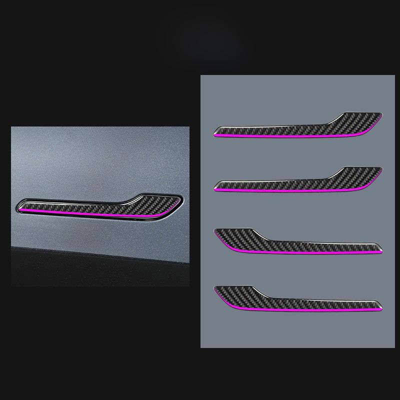 Наклейки на внешние ручки дверей из черного карбона для Tesla Model 3/Y (2017-2022 гг.)