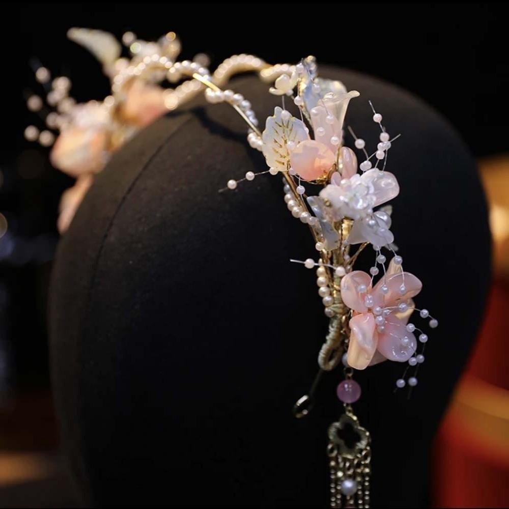 Crystal Hanfu Tassel Hair Hoop Beads Swaying Fairy Headwear Chinese Ancient Hairband  Betrothal